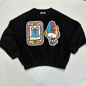 My Melody X Loveis Sanrio Womens Crewneck Sweatshirt One Size Black Anime Velour